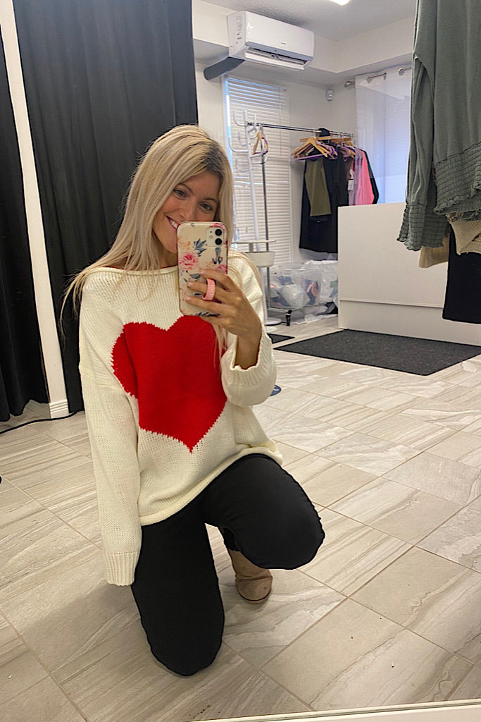 A Beautiful Red Heart Sweater