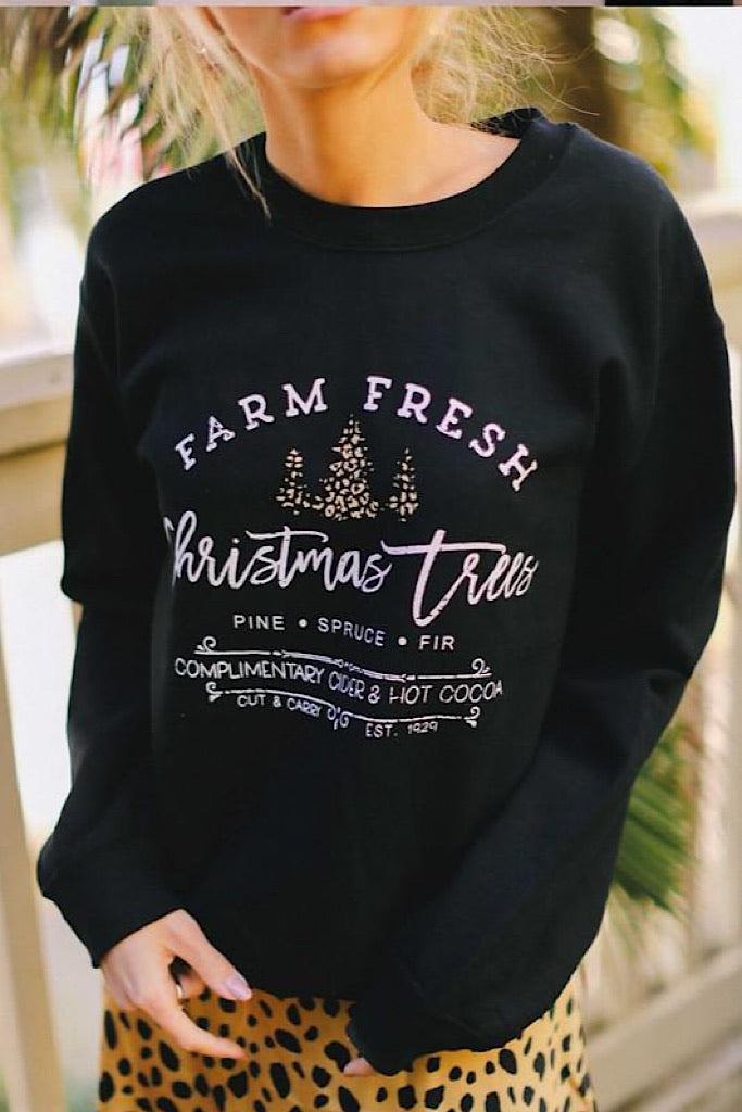 Farm Fresh Christmas Trees Sweatshirt-Black