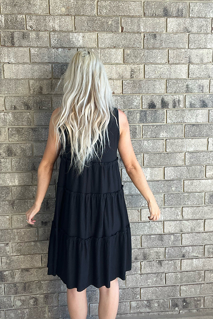 Bethany Tiered Dress-Black