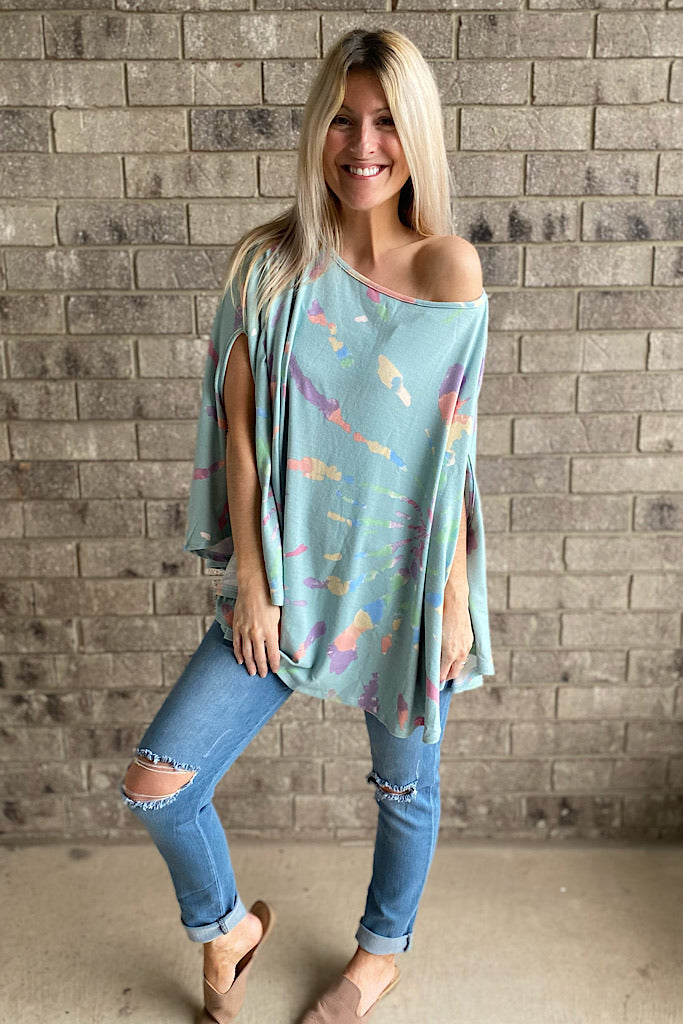 Mint Abstract Mix Boho Knit Tunic