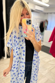 Lace Faves Blue Floral Classy Kimono-SALE