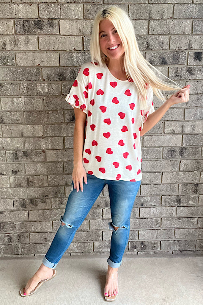 Heart For You Ruffle Sleeve Top-Promo