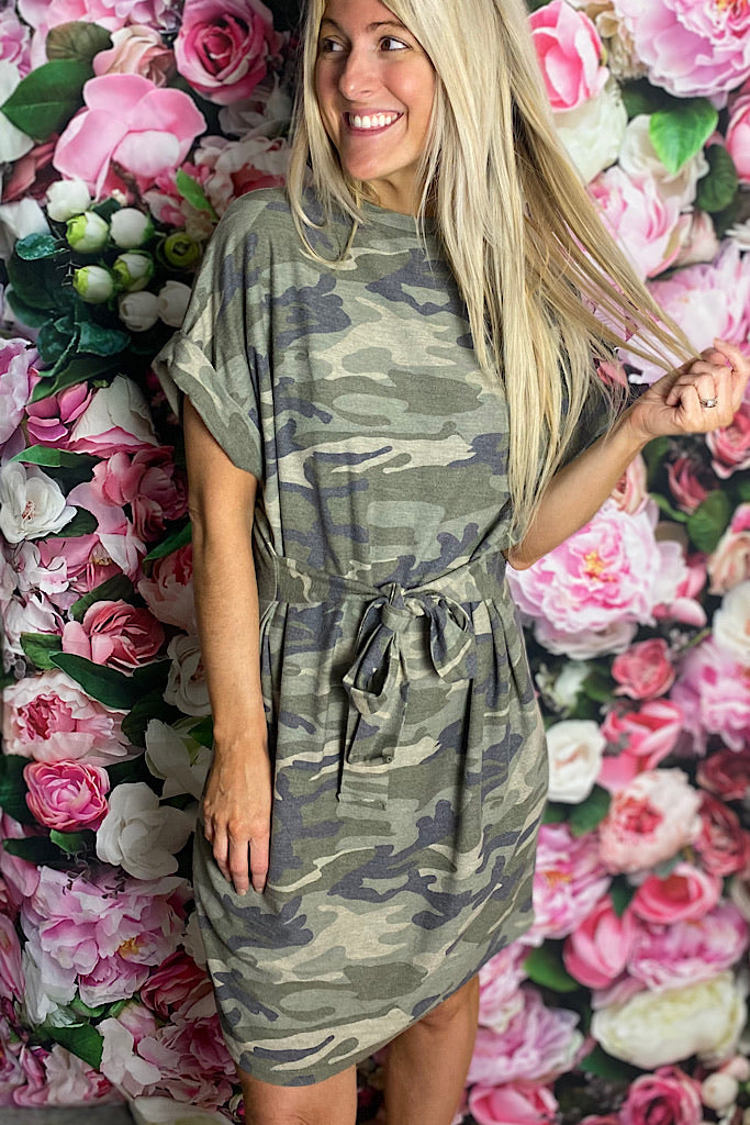 Camo Win Me Over Tie Dress