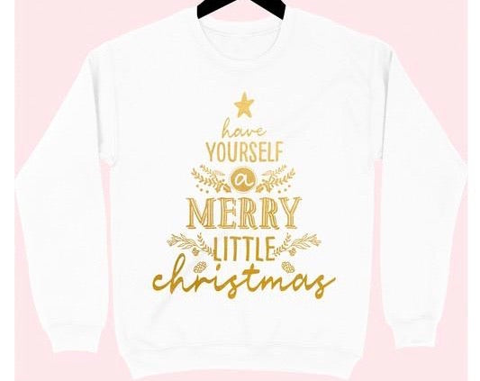 Have Yourself A Merry Little Christmas-White/Gold Sweatshirt
