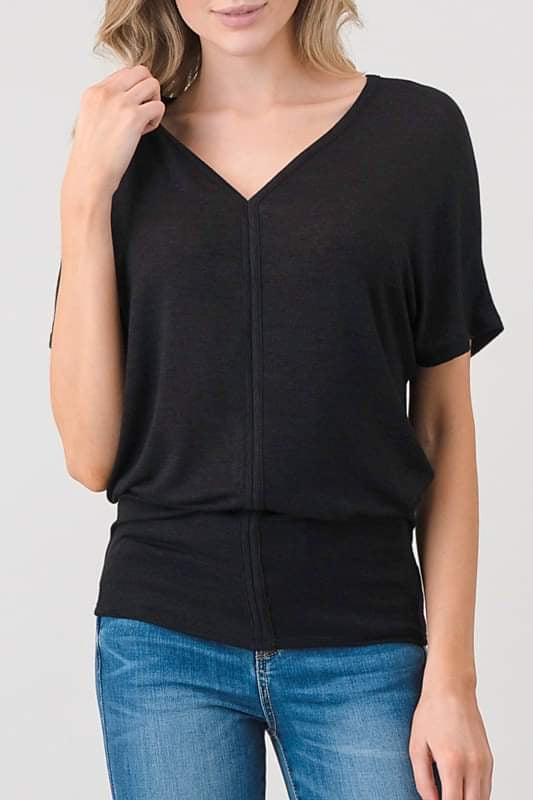 Something Special Black Lighweight Dolman Sleeve Top