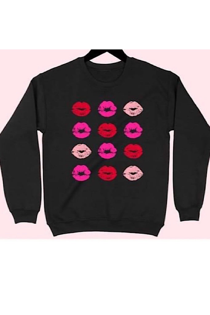 Lips Graphic Sweatshirt-Black