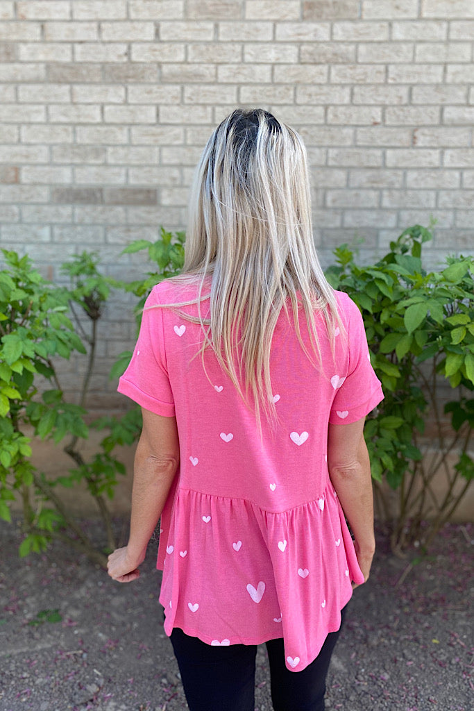 My Heart Peplum Button Detail Top-SALE