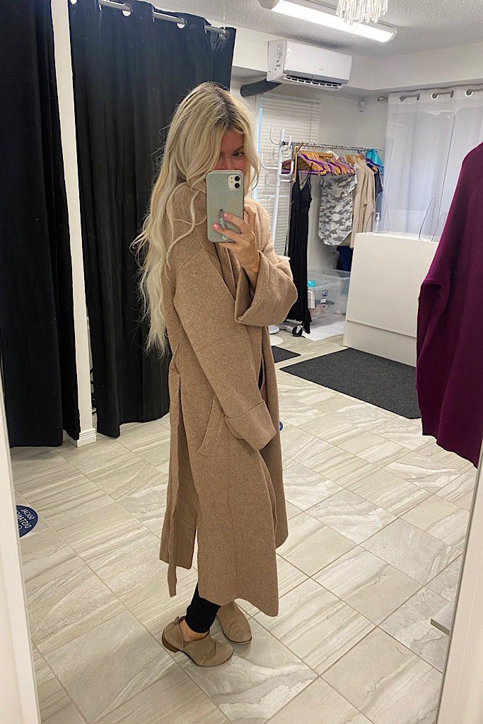 Night Latte Luxe Knitted Trench Coat