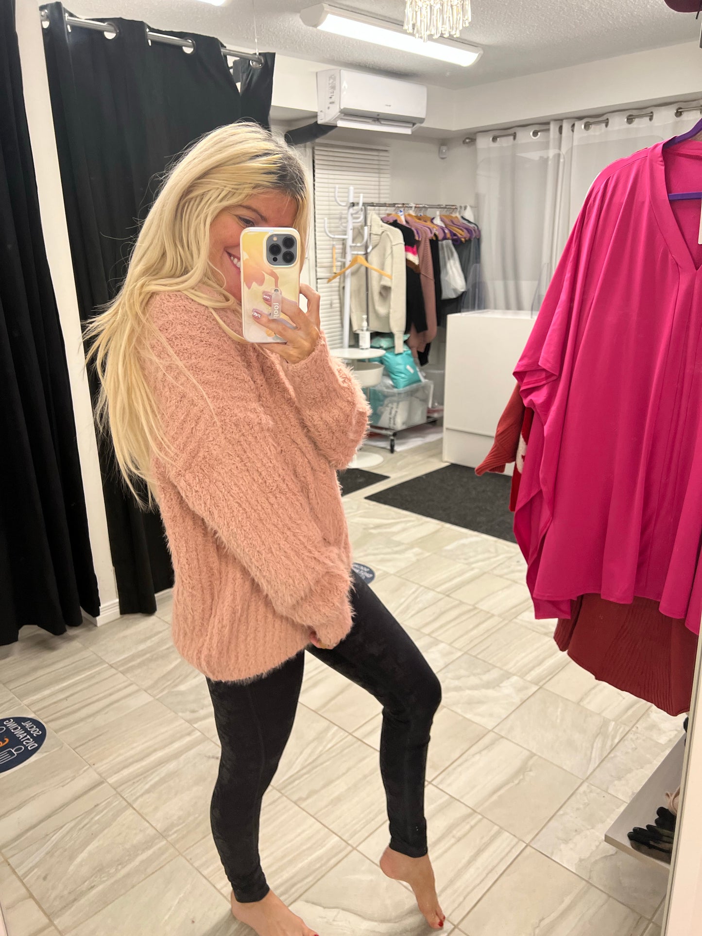 The Gina Pink Luxe Fuzzy Sweater-SALE