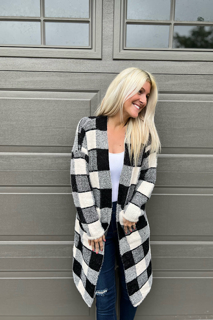 Sweetest Checkered Plaid Duster Cardigan