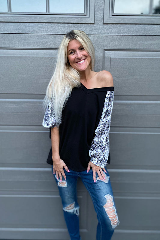 Pretty In Paisley Dolman Raglan Top