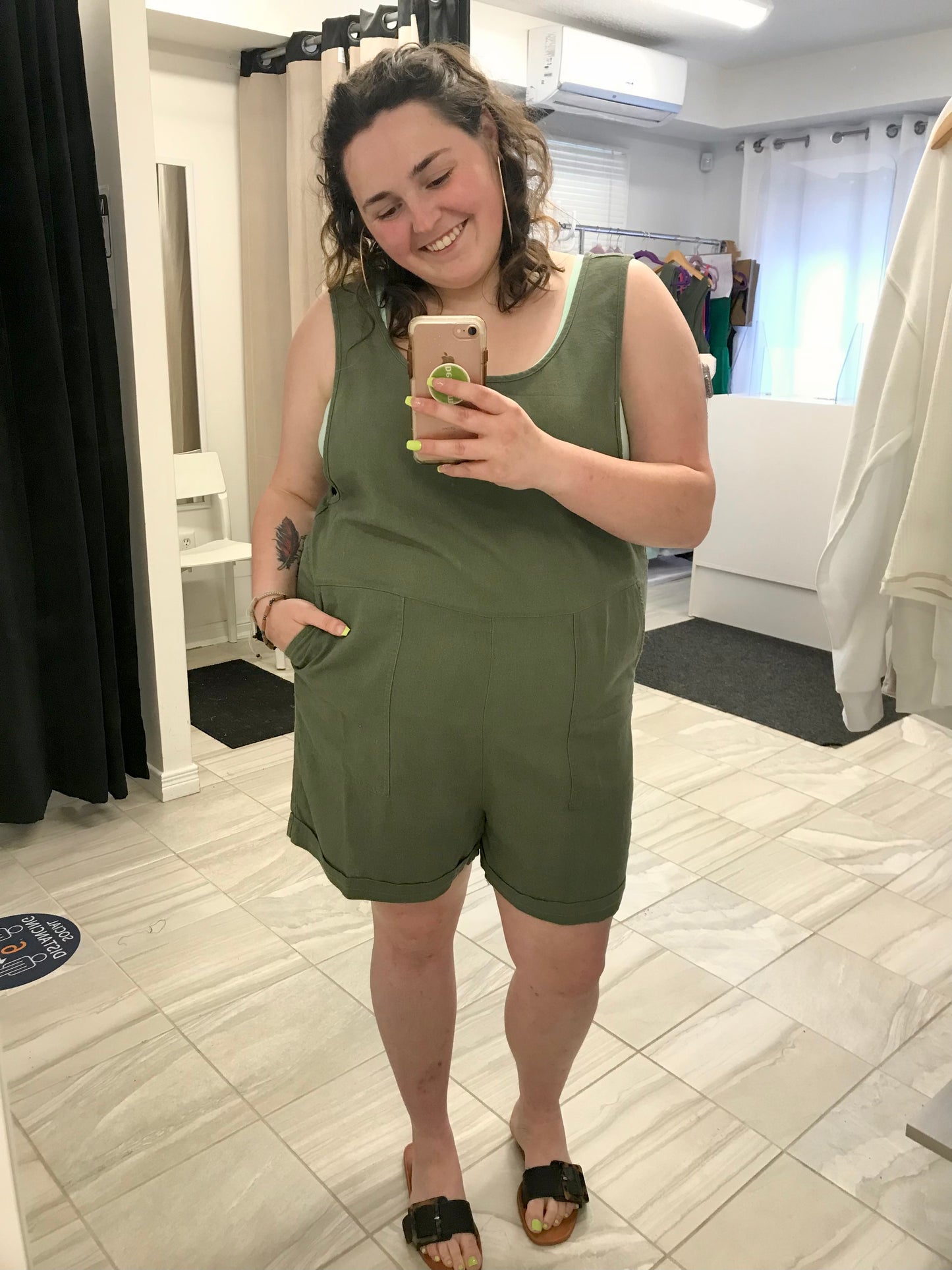 Olivia Linen Romper With Pockets