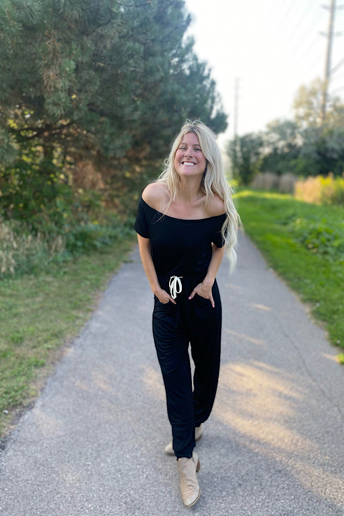 Soft Black Coffee Date Jumpsuit-Sale