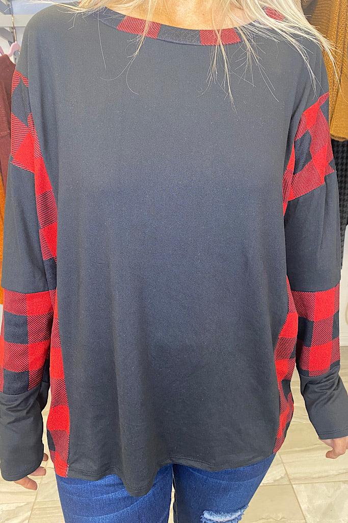 Red Plaid Country Farm Top