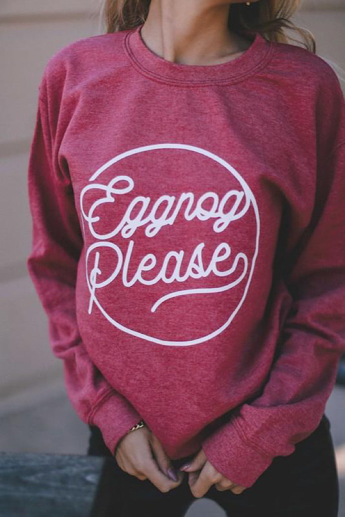 Eggnog Please Sweatshirt-Heather Red