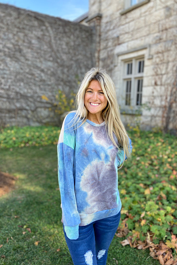 Teal Tie Dye Sweatshirt-Clearance