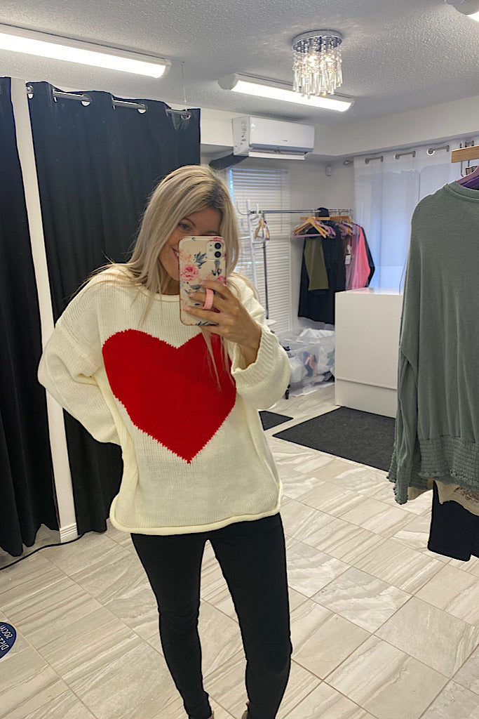A Beautiful Red Heart Sweater