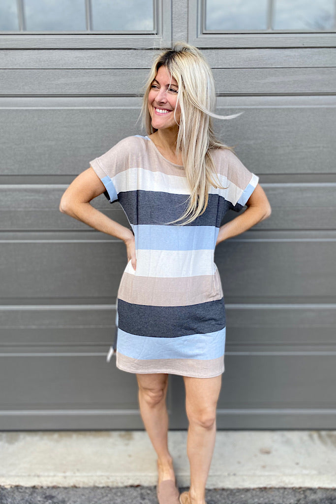 Girl Next Door Multi Colour Striped Pocket Dress