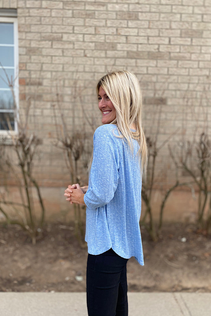 Sky Blue Ribbed Top