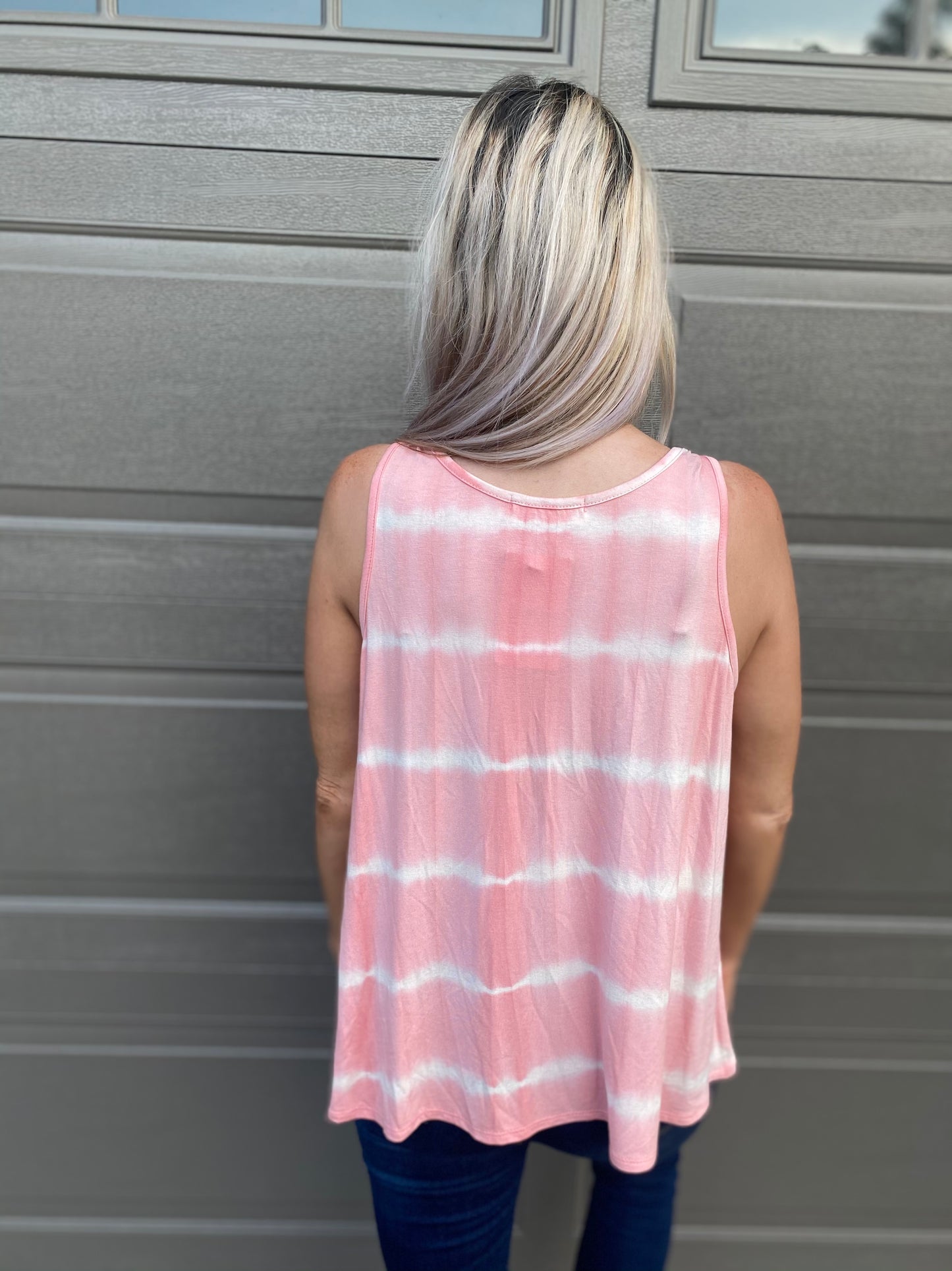 Blush Tie Dye Knot Shoulder Tank Top