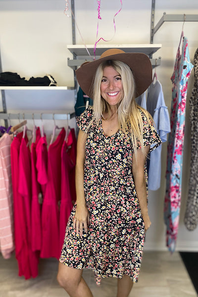 Floral Flutter Sleeve Dress