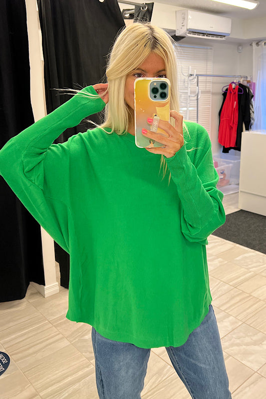 Soft Green Luxe Batwing Sleeve Sweater-SALE