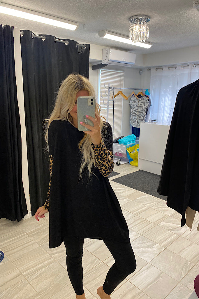 Trendy Adventure Black Animal  Print Long Tunic