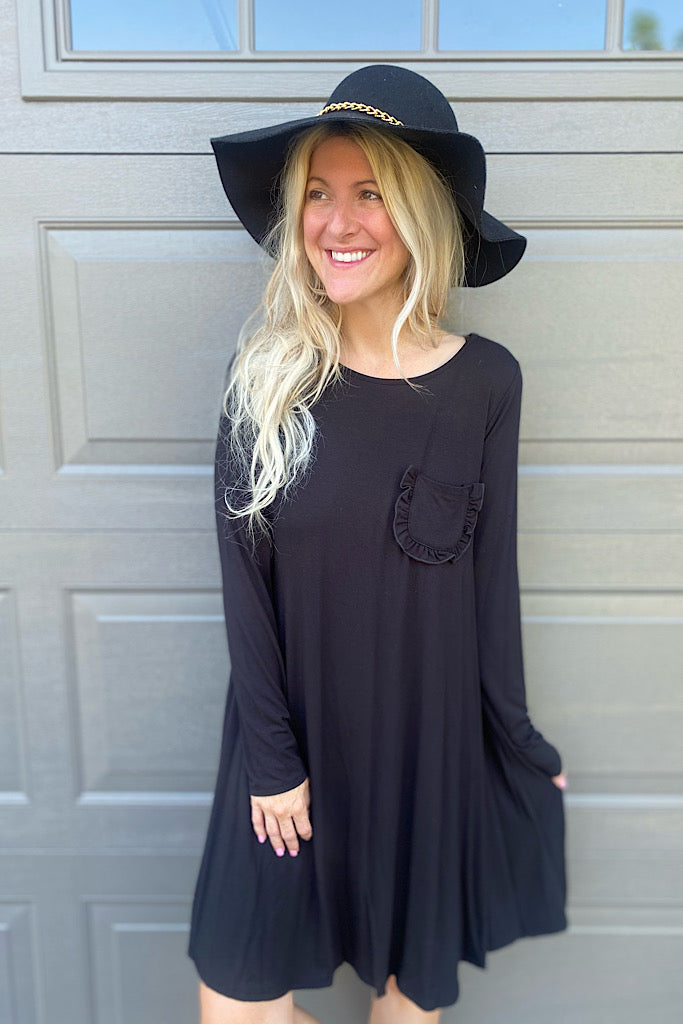 Cool Nights Black Shift Dress-FLASH SALE