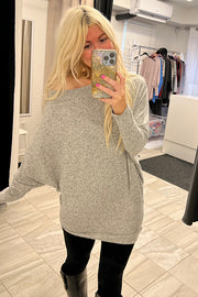 Grey Asymmetric Dolman Sleeve Top