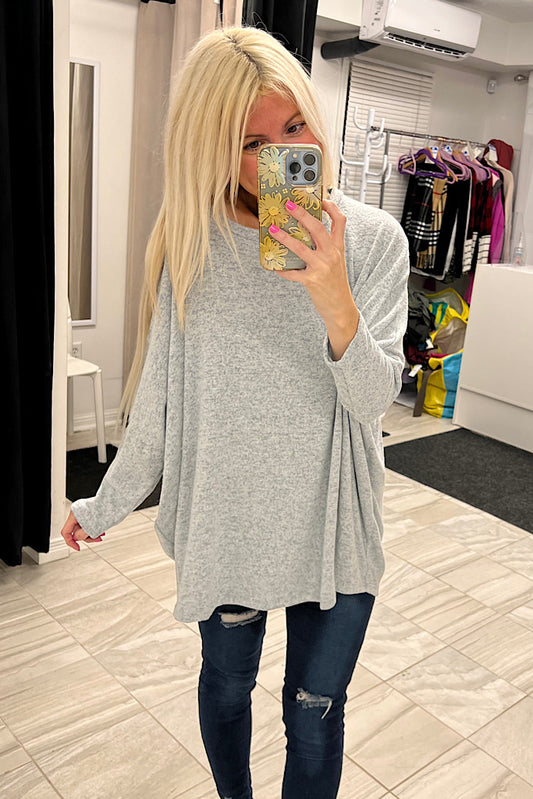 Light Blue Soft Brushed Oversized Tunic