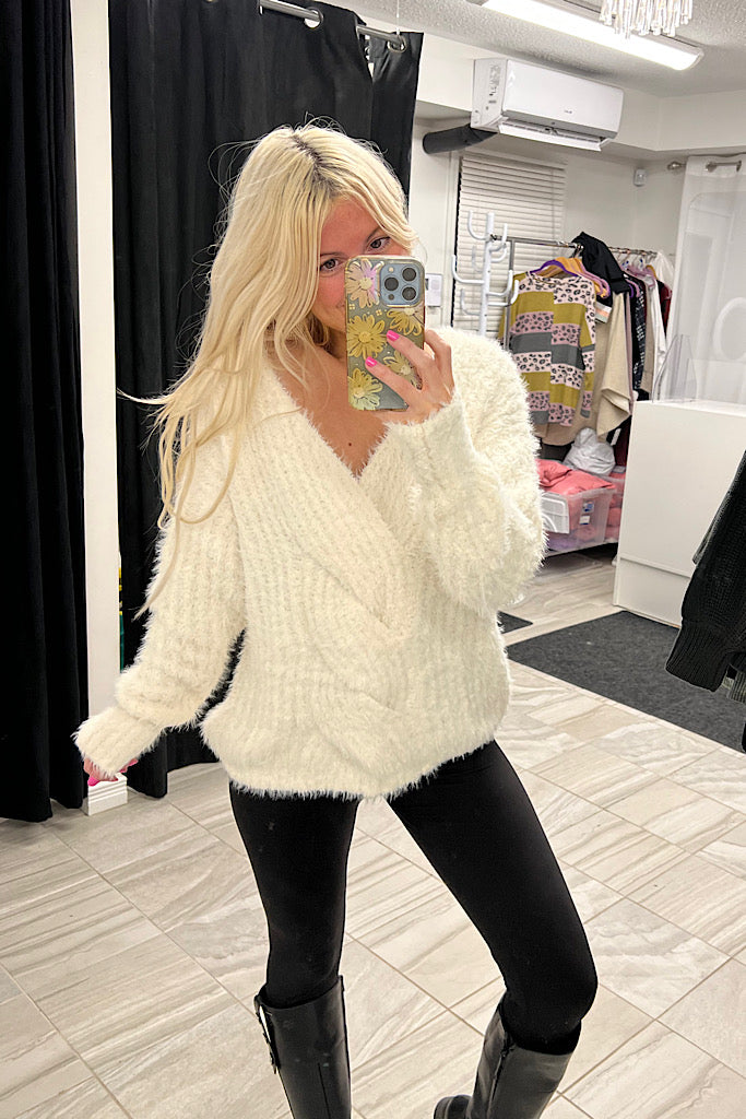 The Gina Cream Luxe Fuzzy Sweater