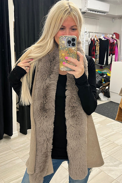 Terra Faux Fur Vest - Taupe
