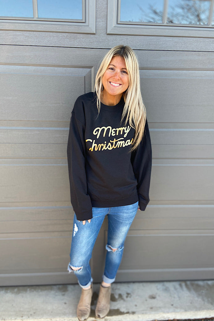 Merry Christmas-Pop Of Gold Sweatshirt