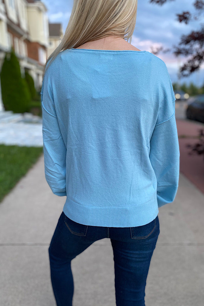 Maya Blue Versatile Sweater-Weekend Sale