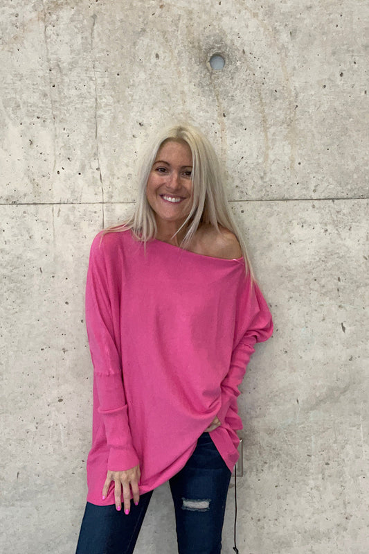 Lana Soft Luxe Boho Boatneck Dolman Sweater-Pink