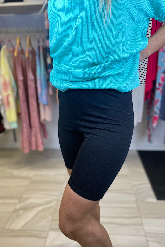 Black French Terry Biker Shorts