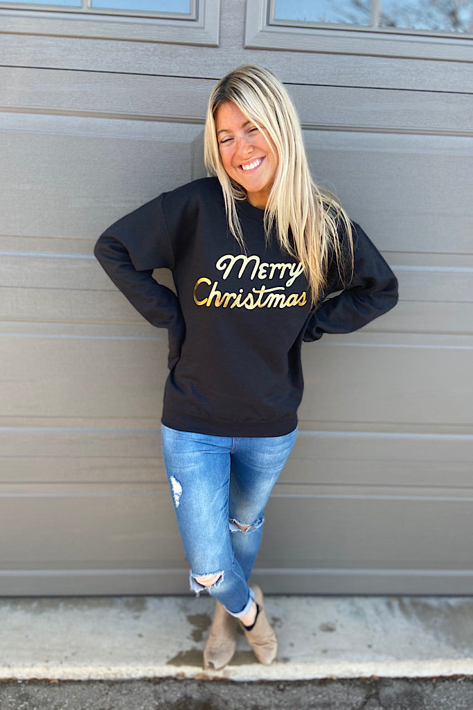 Merry Christmas-Pop Of Gold Sweatshirt