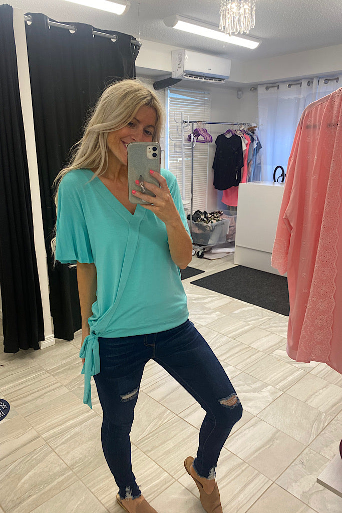 The Juliet Mint Wrap Top-Markdown