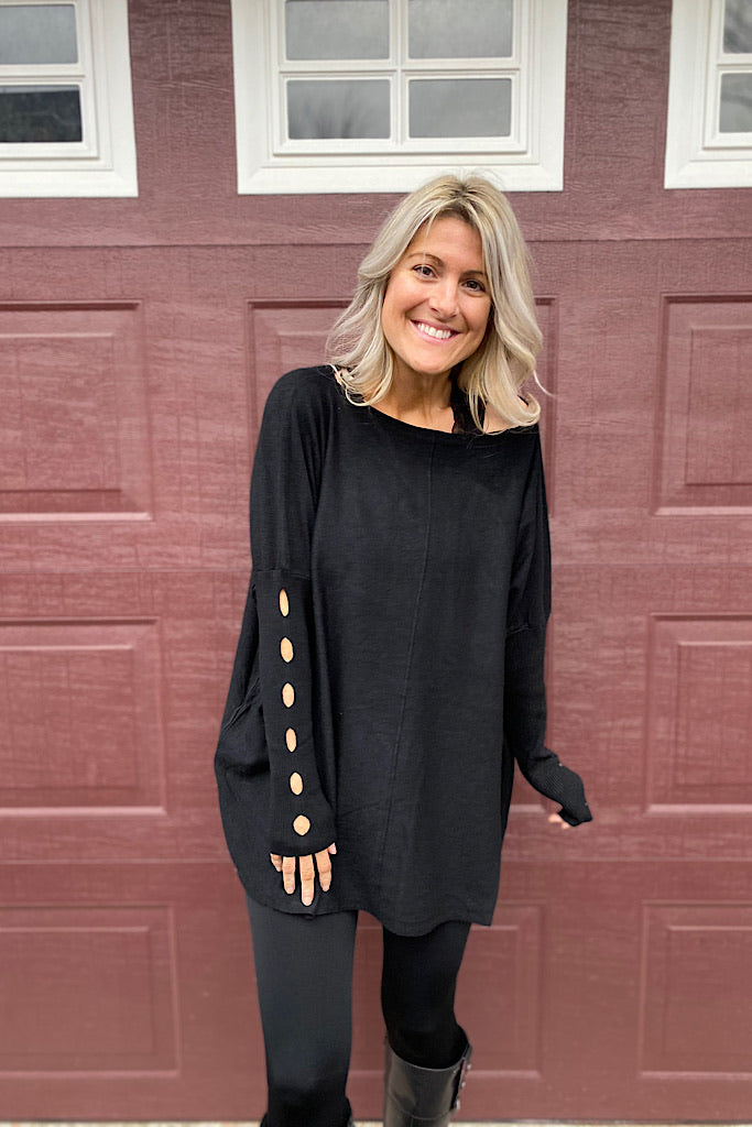 Cashmere Feel Black Oversized Cut Out Detail Sweater
