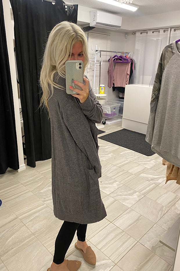 Charcoal Boho Pocket Cardigan