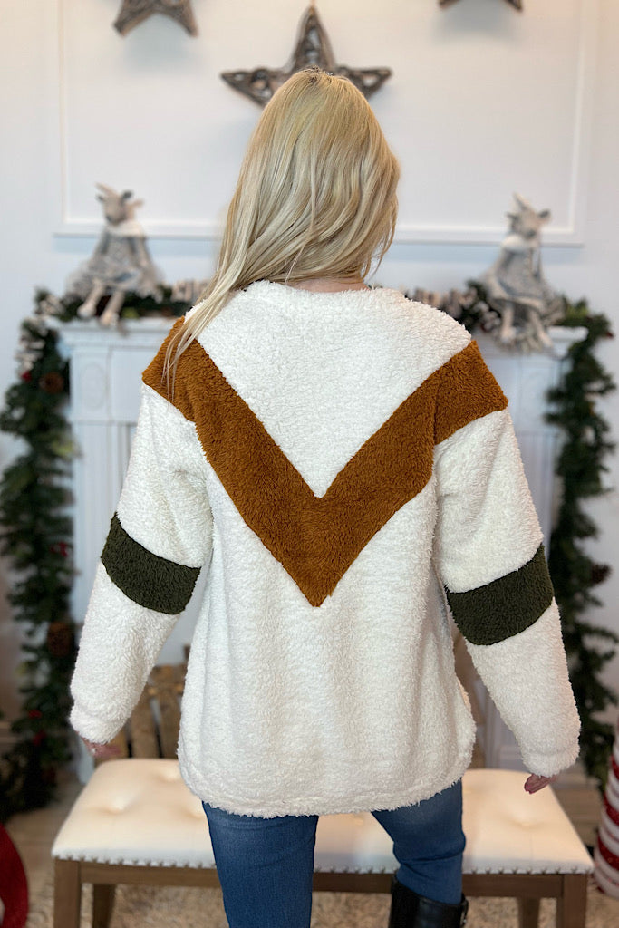 Mia Soft Chevron Sherpa Sweater-SALE