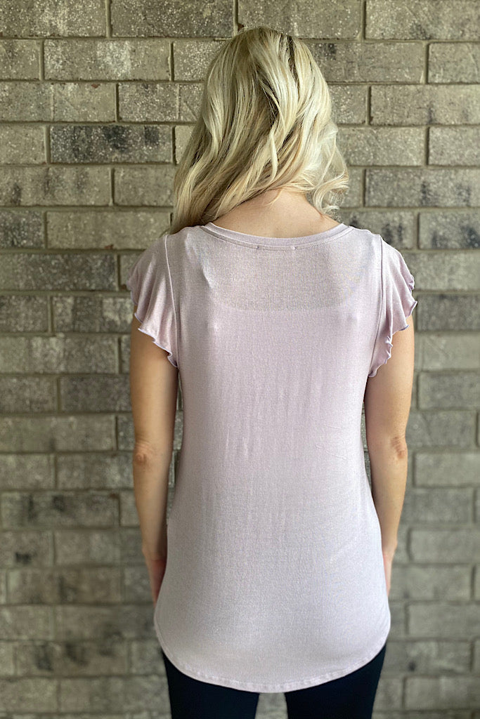 Lilac Premium Hacci Frill Short Sleeve Top