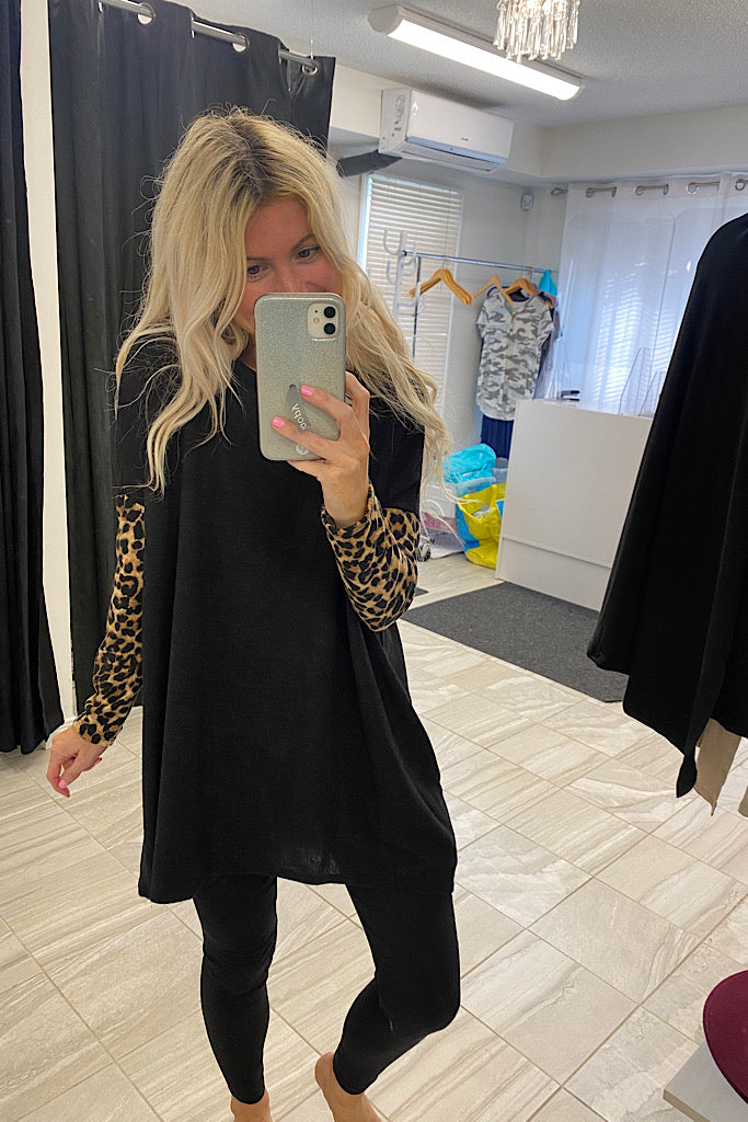 Trendy Adventure Black Animal  Print Long Tunic