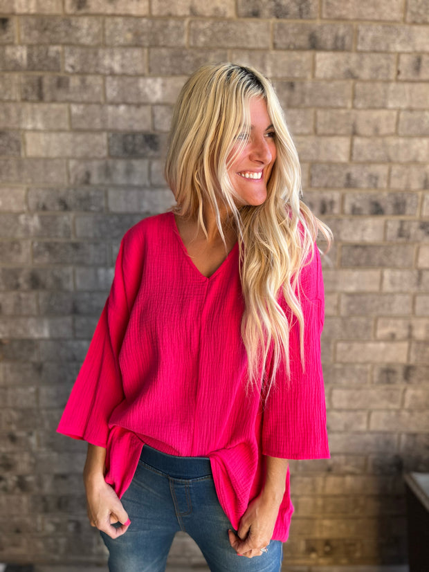 Cynthia Pink Candy Cotton Top-SALE