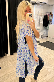 Lace Faves Blue Floral Classy Kimono-SALE