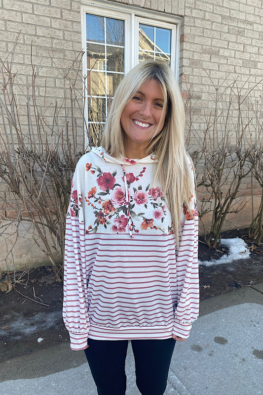 The Brandy Ivory Floral Pullover Hoodie