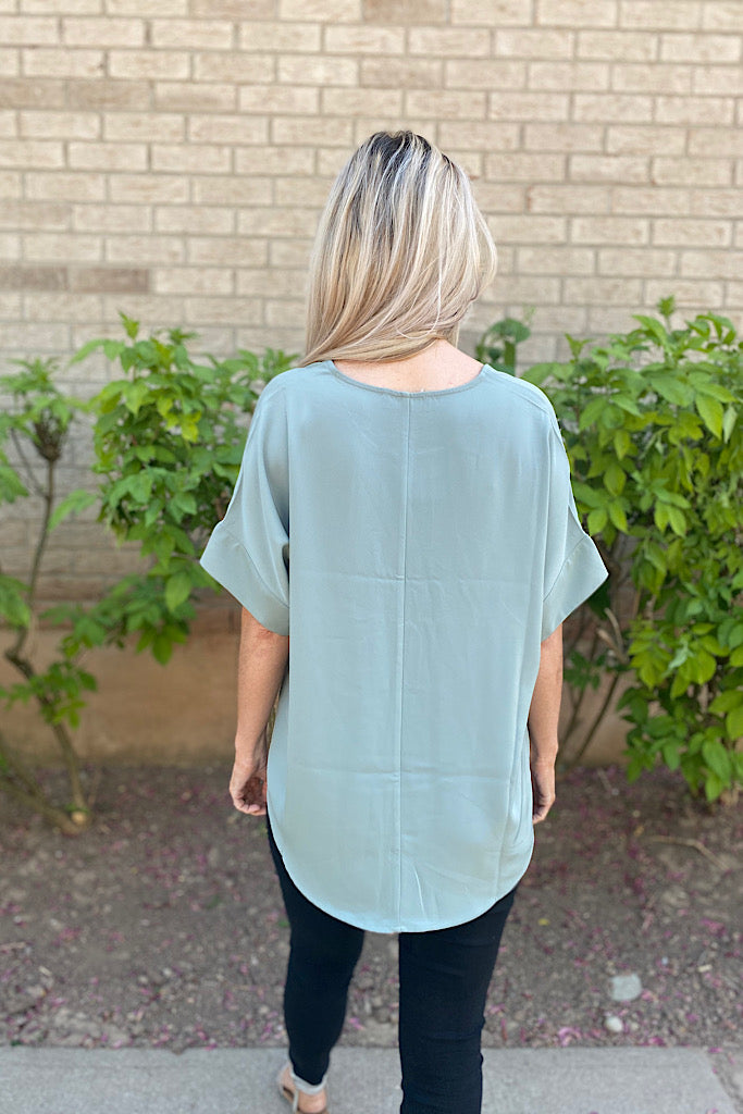 Light Green Short Sleeve Blouse-SALE