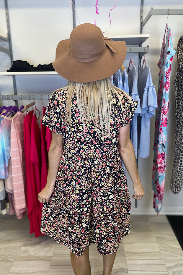 Floral Flutter Sleeve Dress