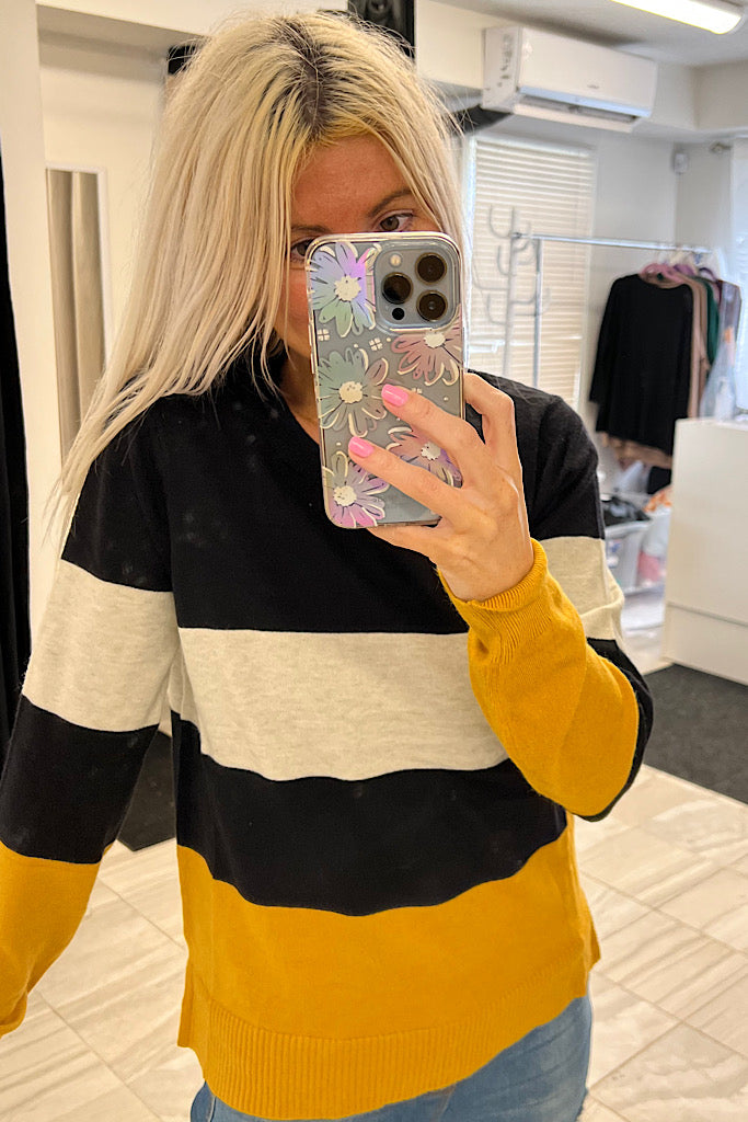 Tina Soft Colour Block Sweater-SALE