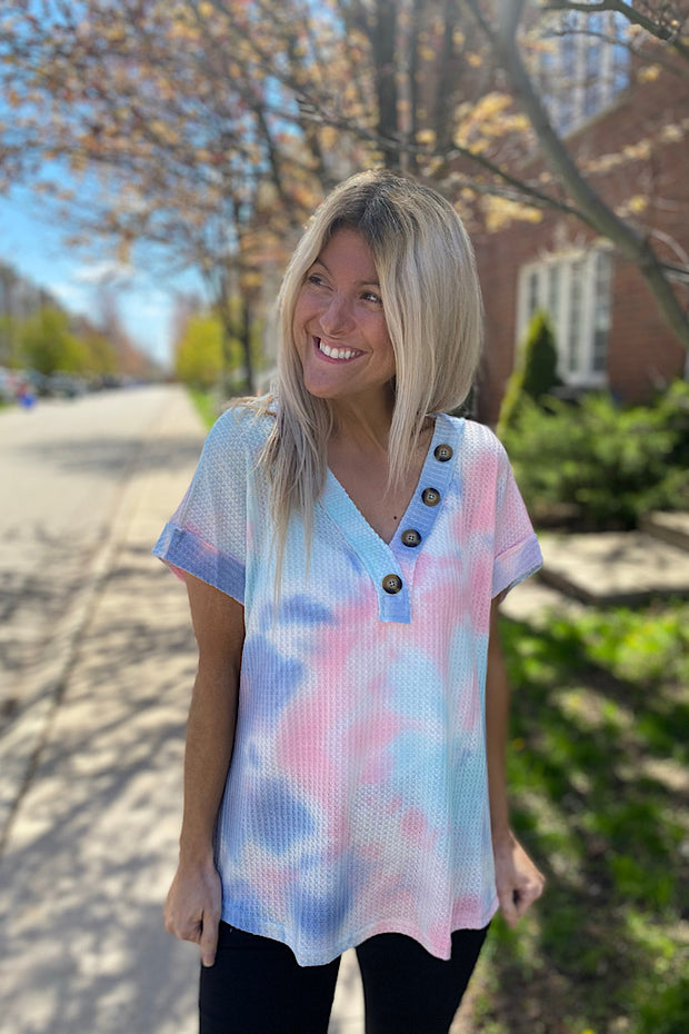 Night Skies Tie Dye Waffle Top